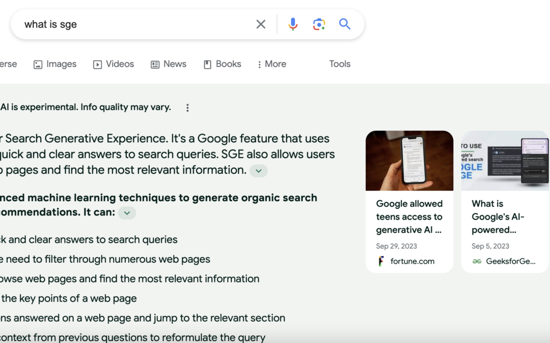 Google Next Big Thing: Search Generative Experience (SGE)